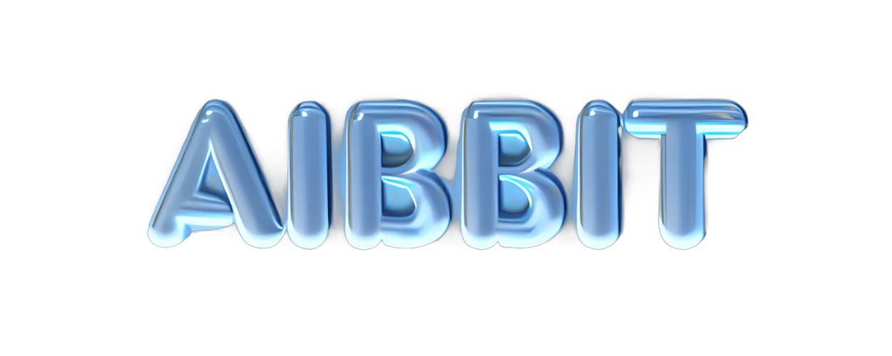 The word airbit is written in blue balloons on a white background.