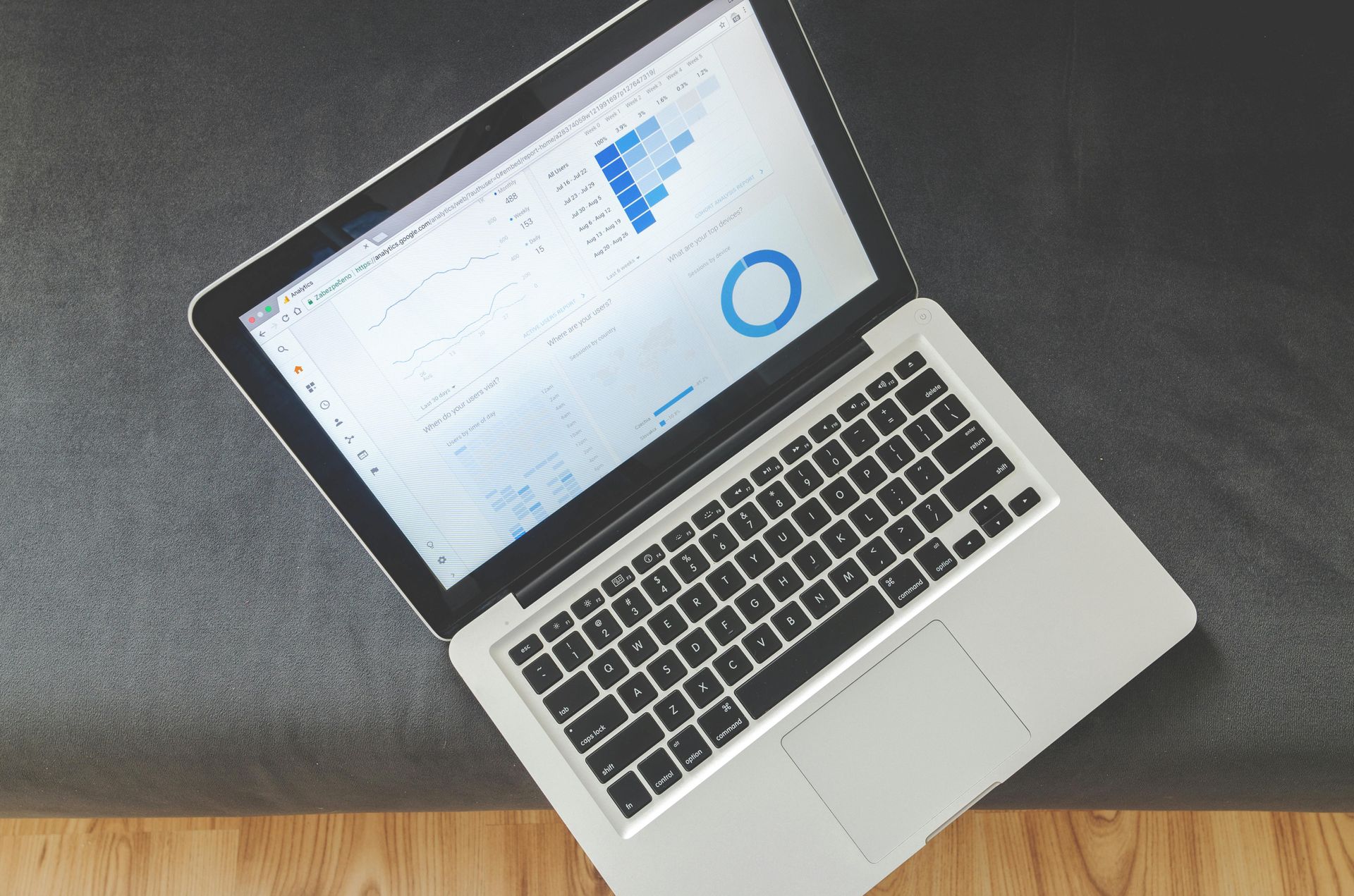 Laptop with a graph on screen