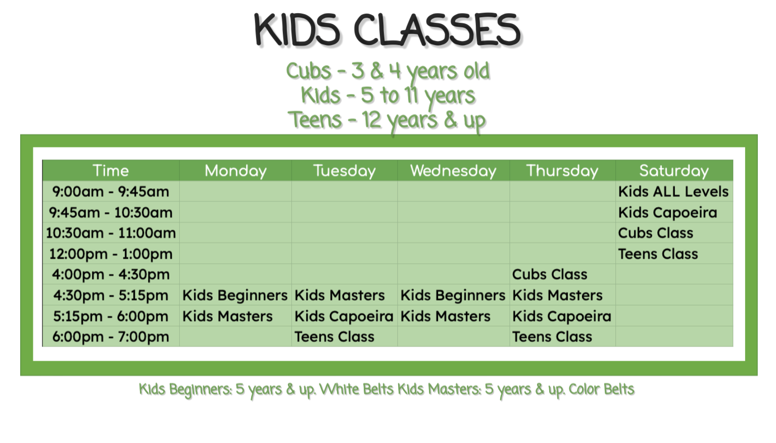 a schedule for chili lake highlands is shown