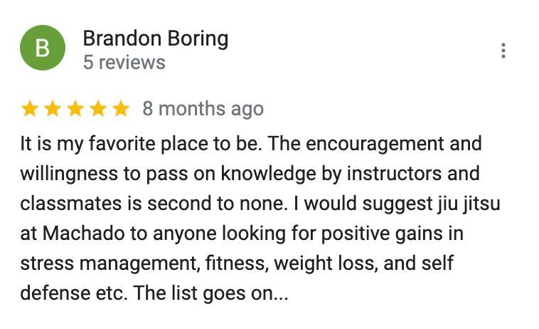 a google review for brandon boring shows that it is his favorite place to be .