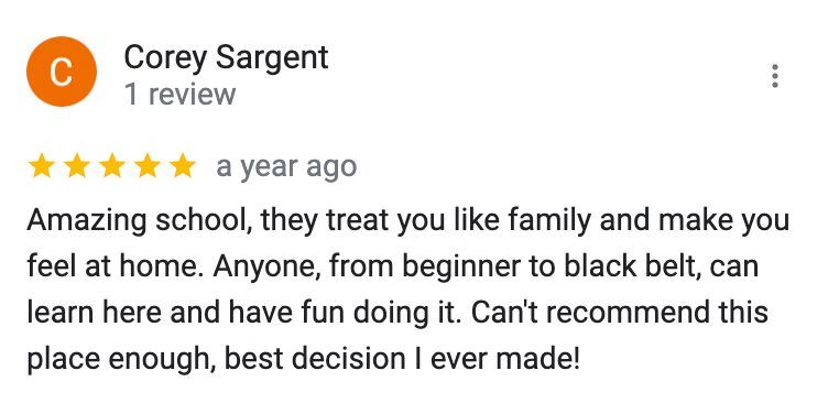 a google review for corey sargent shows that they treat you like family and make you feel at home .