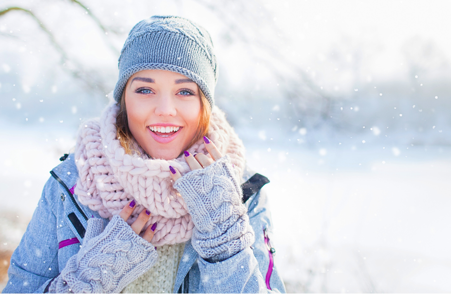 Woman outside in snow