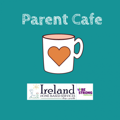 A parent cafe logo with a cup with a heart on it