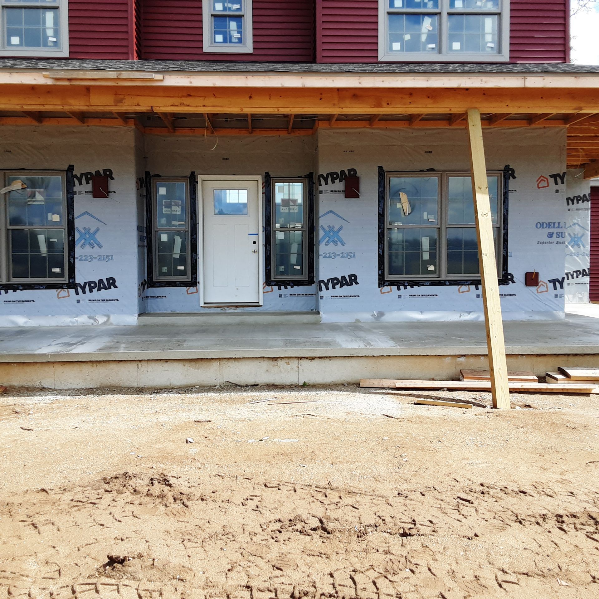A house under construction with styrofoam on the walls