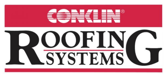 A conklin roofing systems logo on a white background