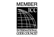 A black and white logo for the member icc international code council