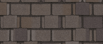 Close-up of brown roof shingles arranged in overlapping rows.