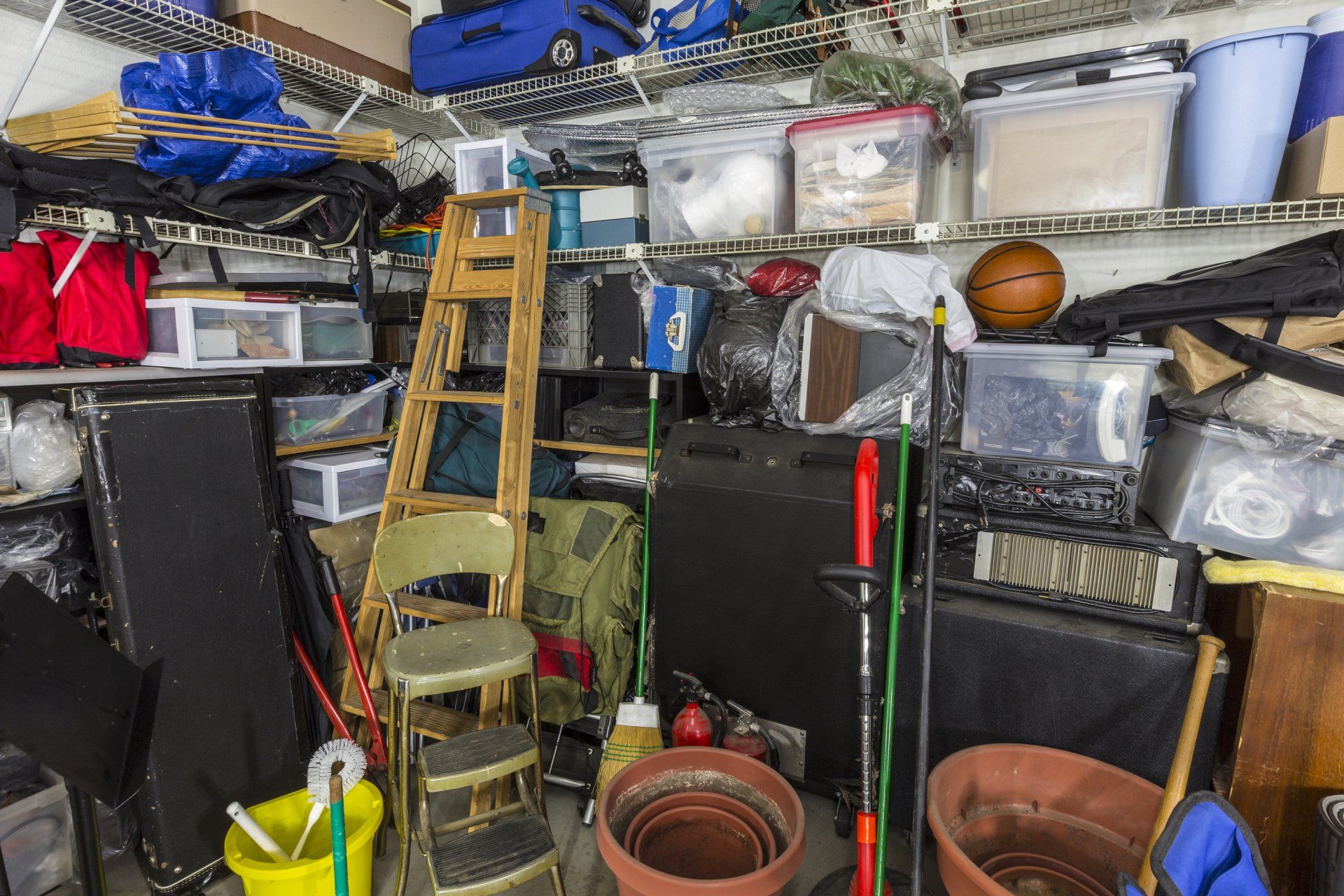 messy cluttered basement or garage