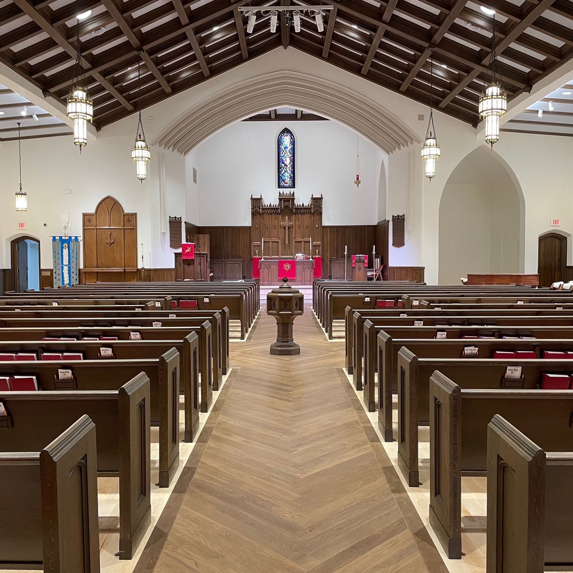 Augsburg's renovated sanctuary, center aisle