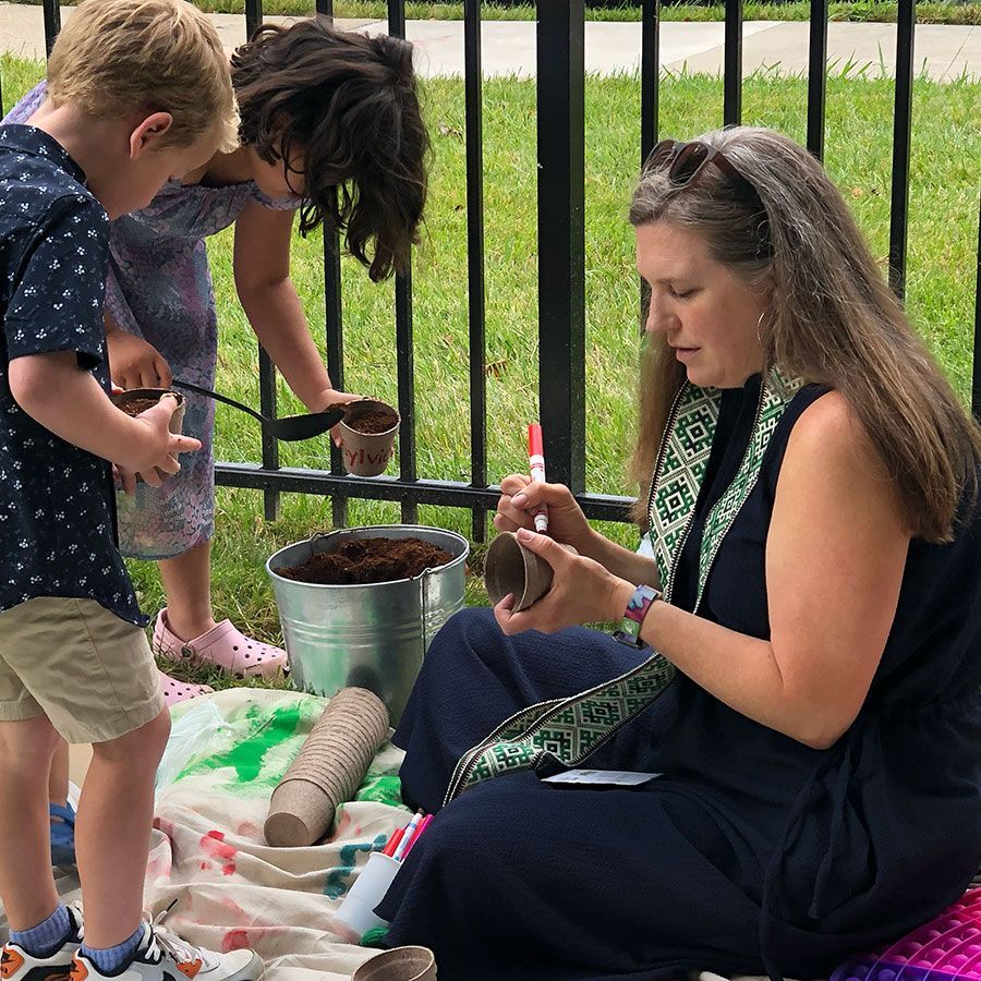 Pastor Katie in the OGS little church corner.