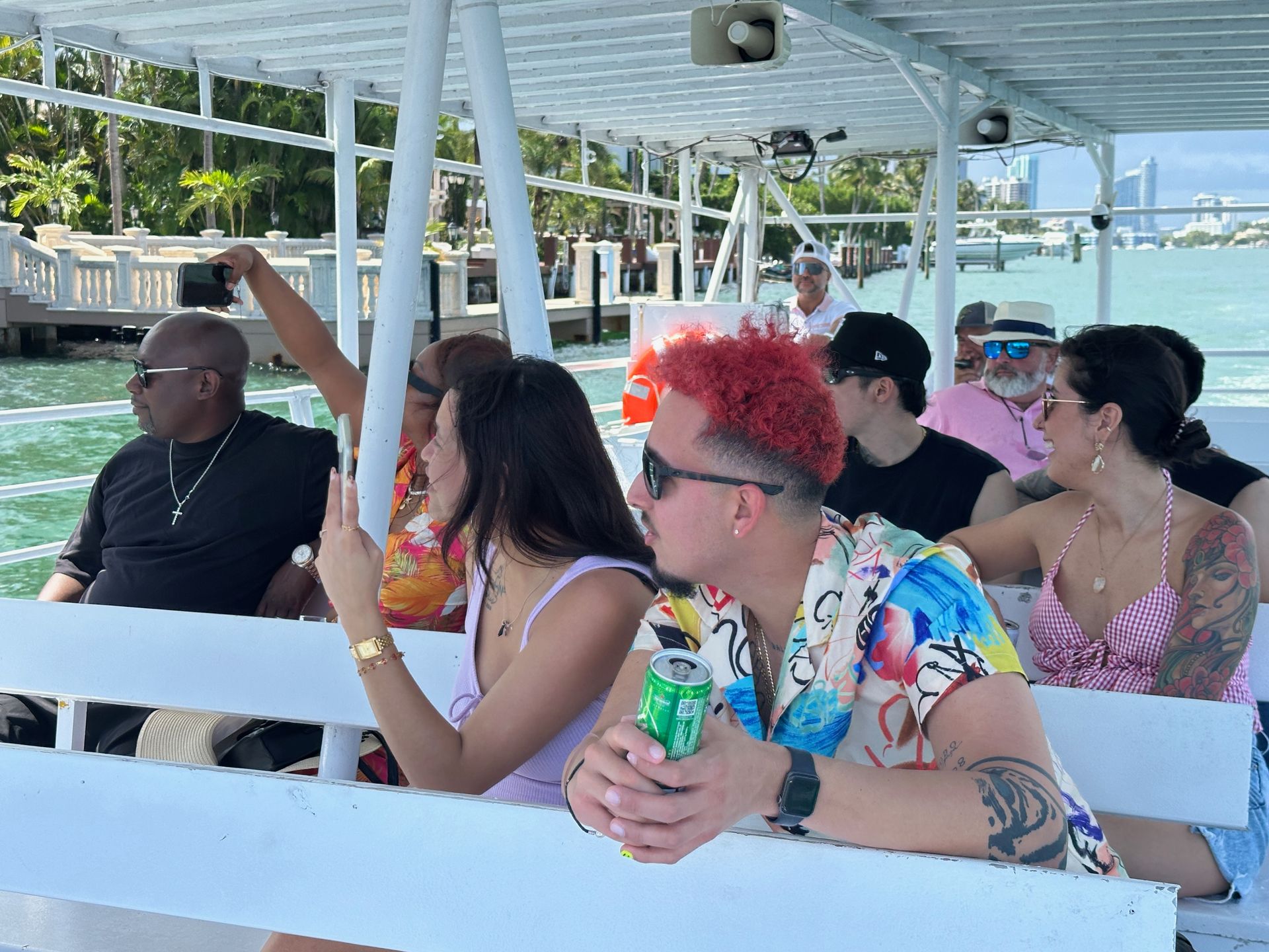People on a boat sightseeing.