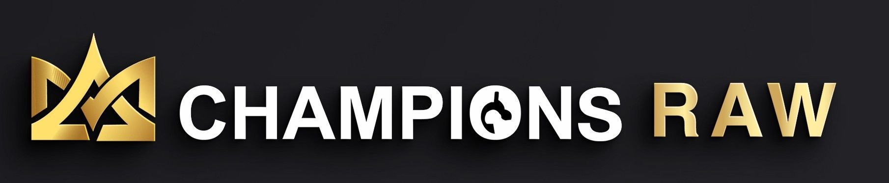 Gold logo with crown design next to 