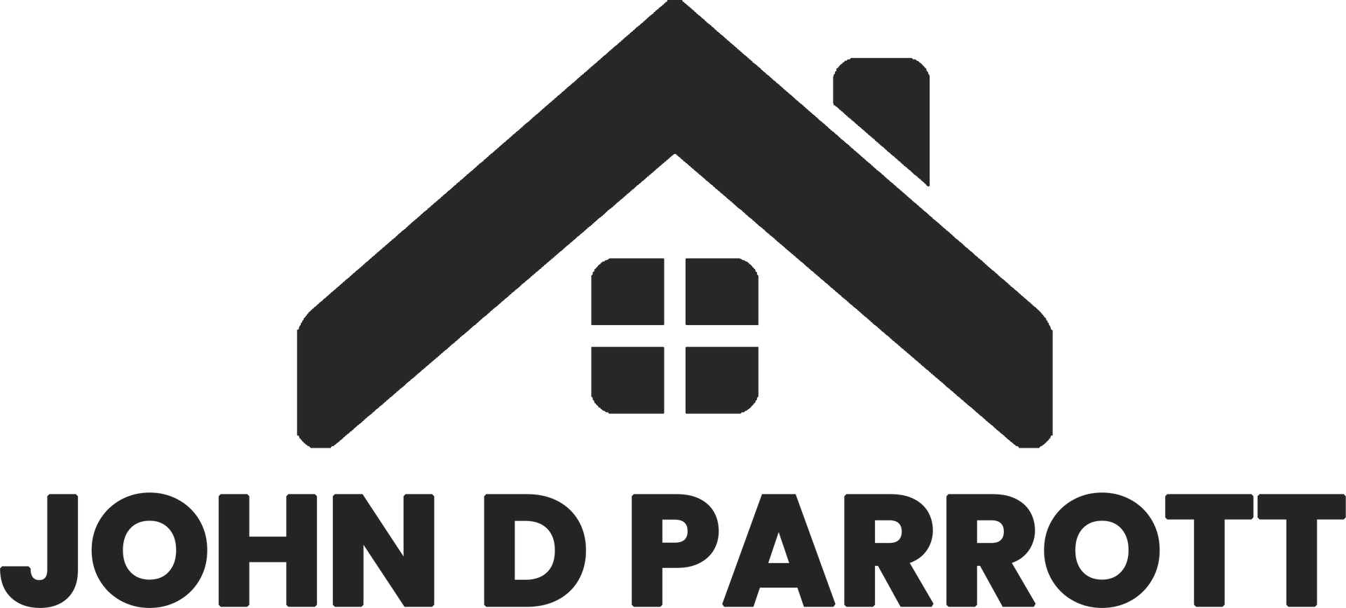 Logo with a house-shaped silhouette above the text 