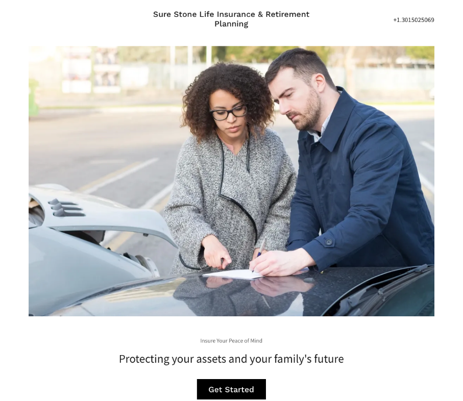 Surestone financial old single page website