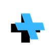 snm+ icon. A blue and black cross on a white background.