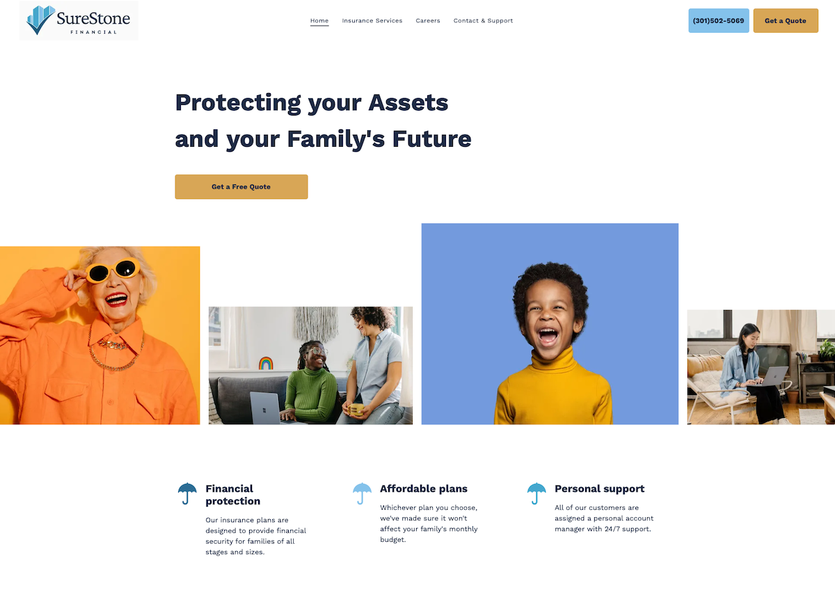 Newly redesigned multi-page website for Surestone Financial