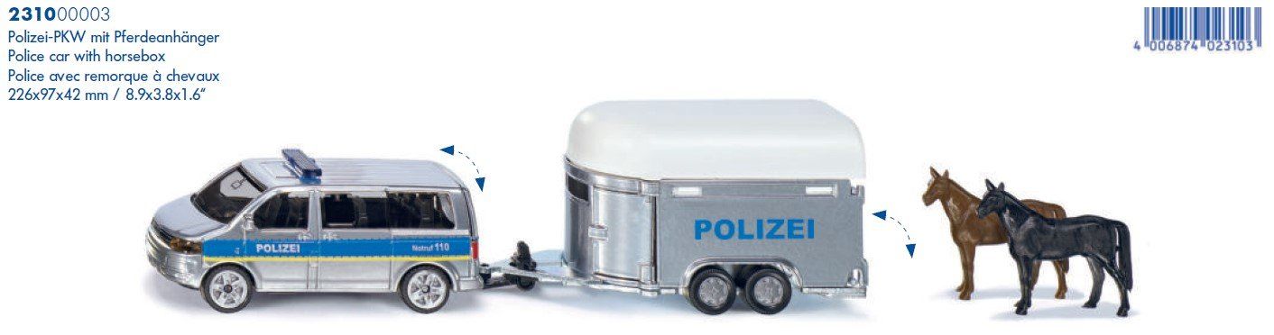 Siku 2310 Polizei-PKW mit Pferdeanhänger