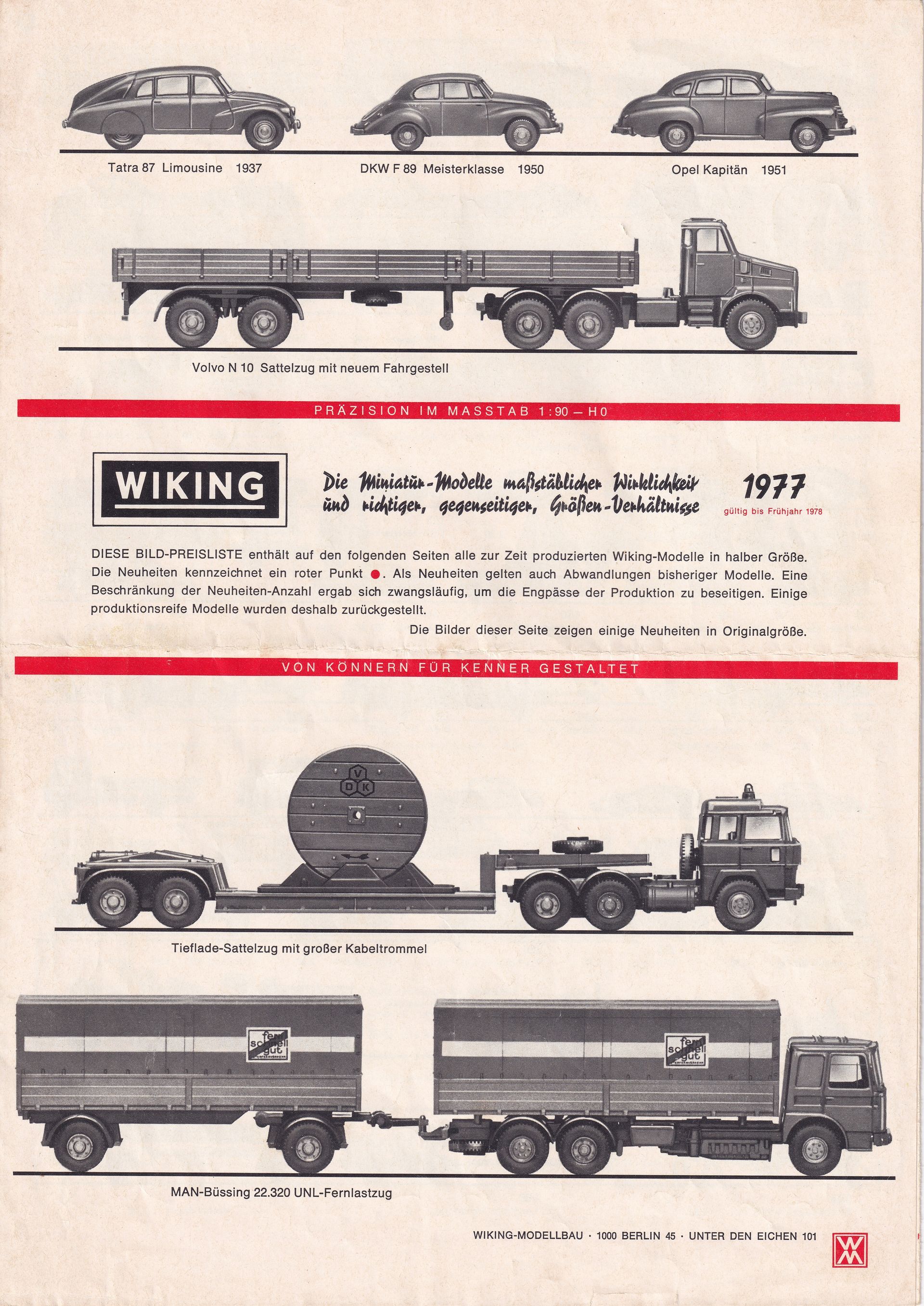 Wiking Catalogue 1977