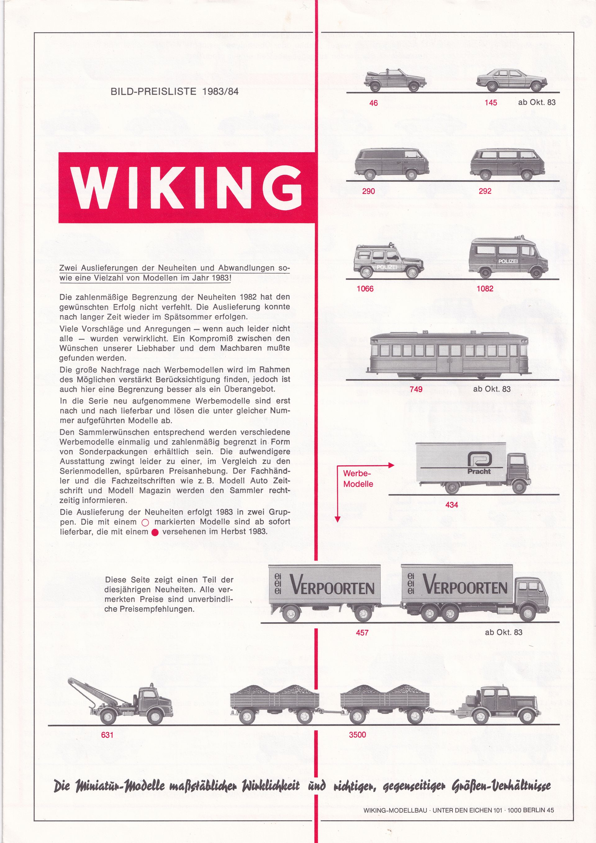 Wiking Catalogue 1983