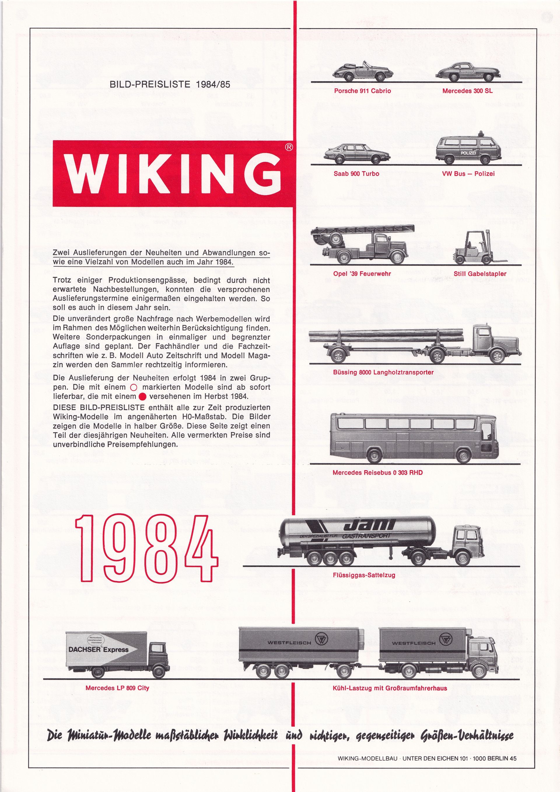 Wiking Catalogue 1984