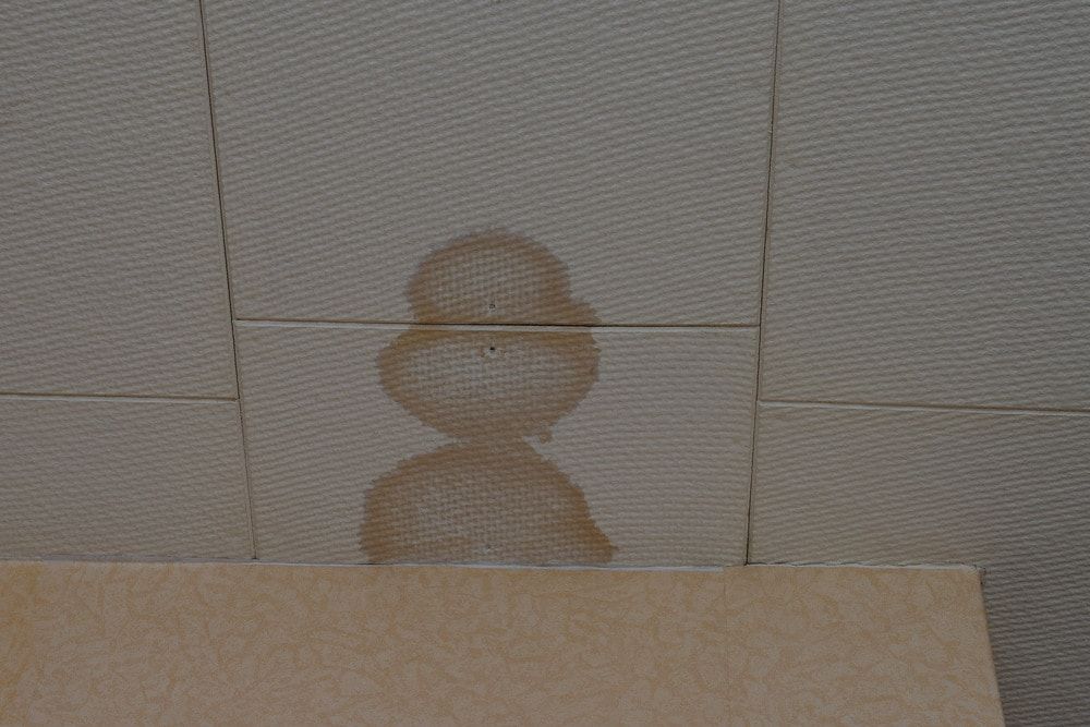 A White Tile Ceiling With A Brown Stain On It — Tweed Heads Leak Detection in Casuarina, NSW