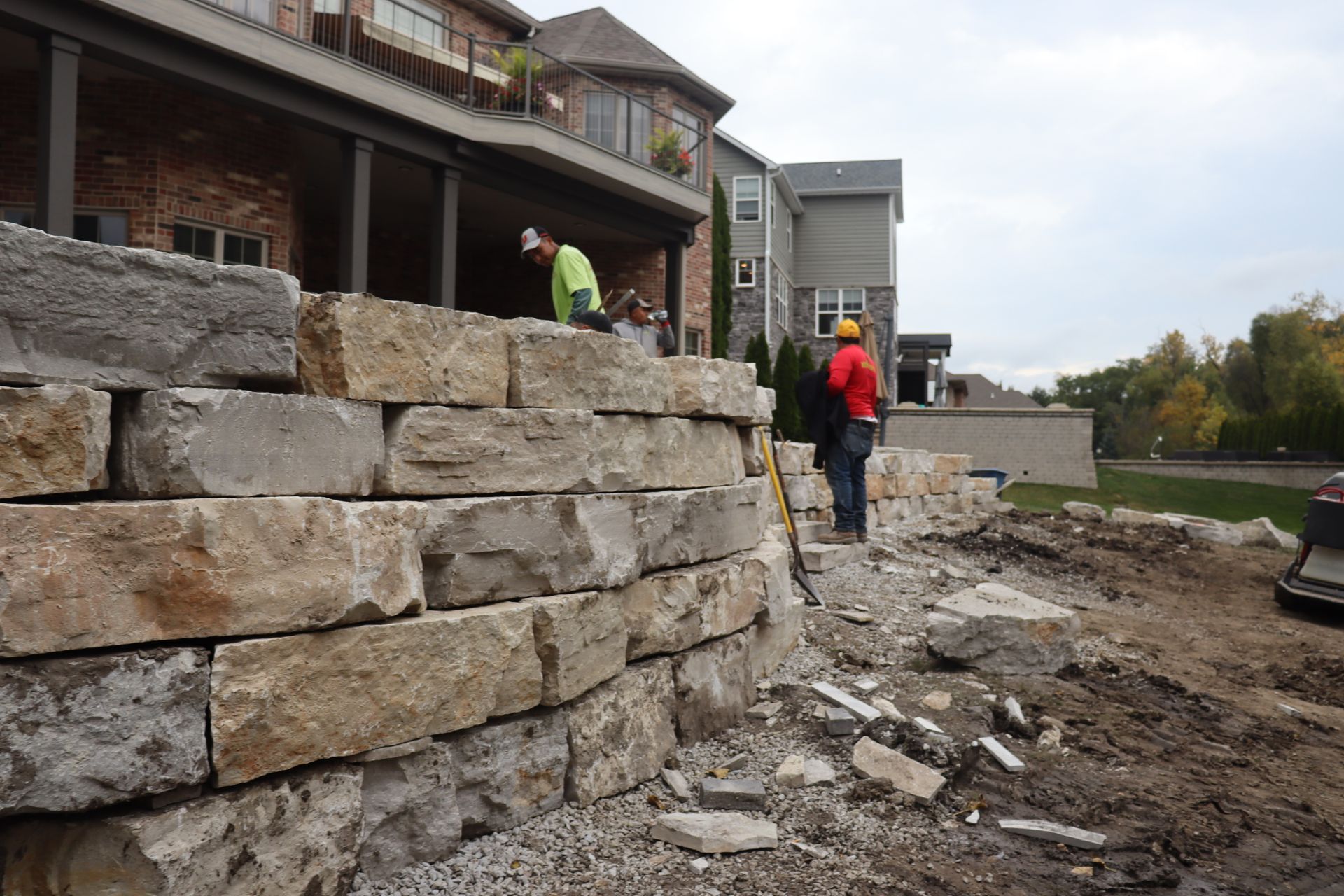 There is a patio area in front of a house.