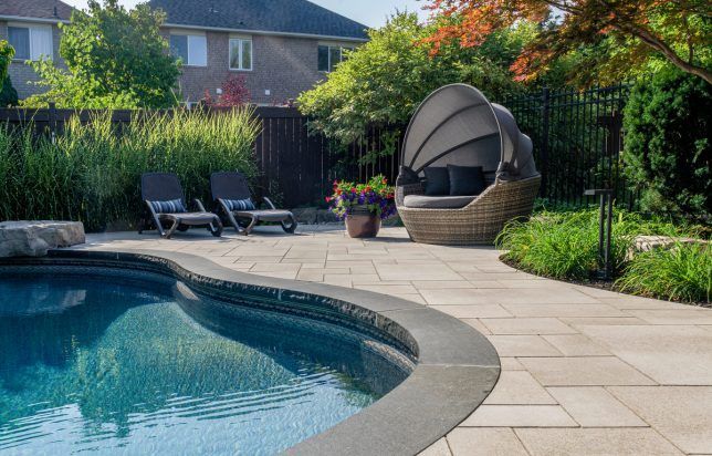 unilock paver patio design install