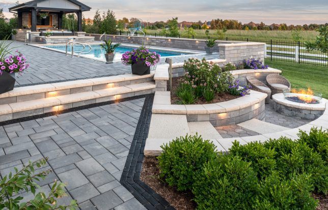 unilock paver patio design install