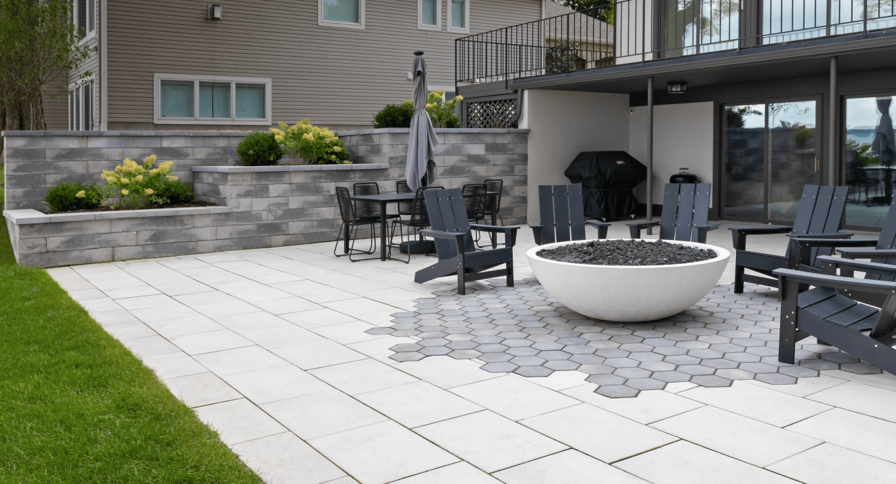 unilock paver patio design install