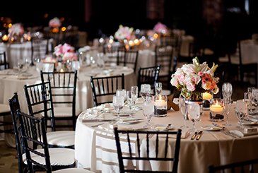 Wedding Catering — Tables with Centerpieces at Wedding Reception in Township, NJ