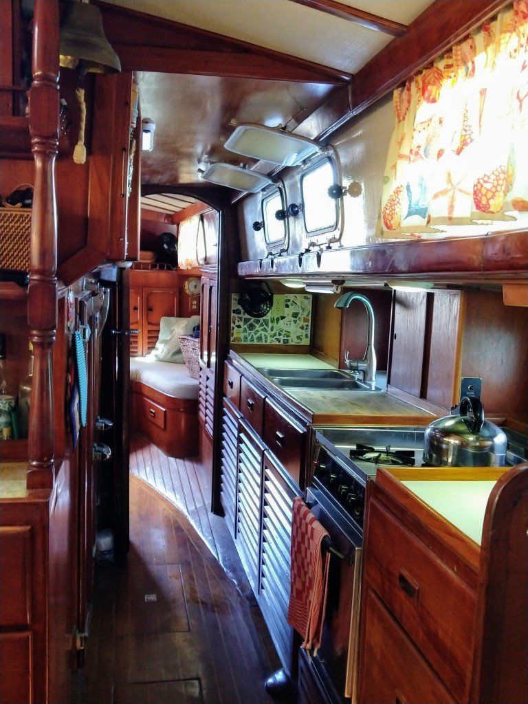 Aleautian 51 walk through galley - www.lighthouseyachting.com