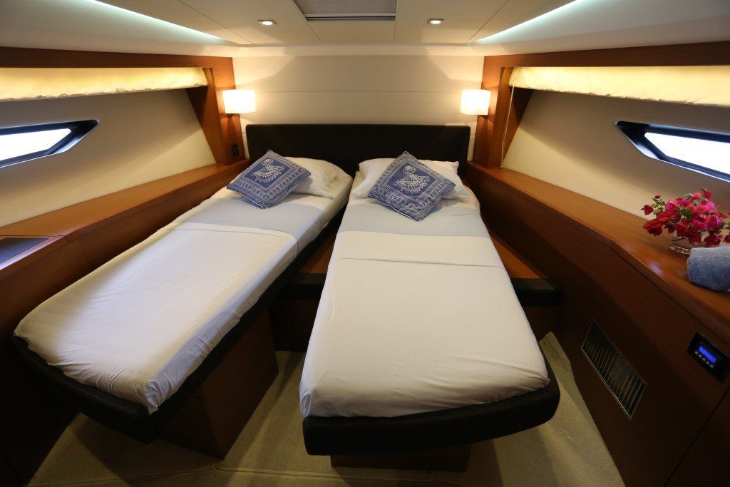 Forward cabin can be used as double or single beds