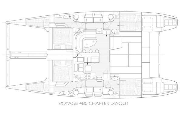 Voyage 480 catamaran layout