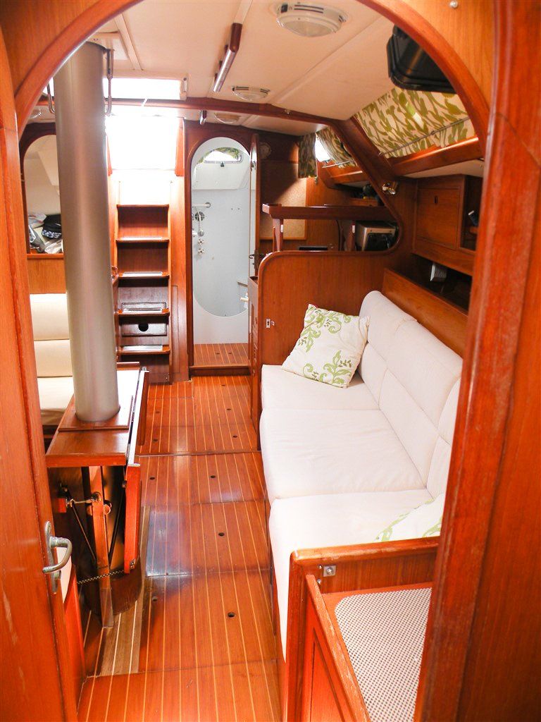 Wauqueiz Centurion 40 view aft from forepeak cabin