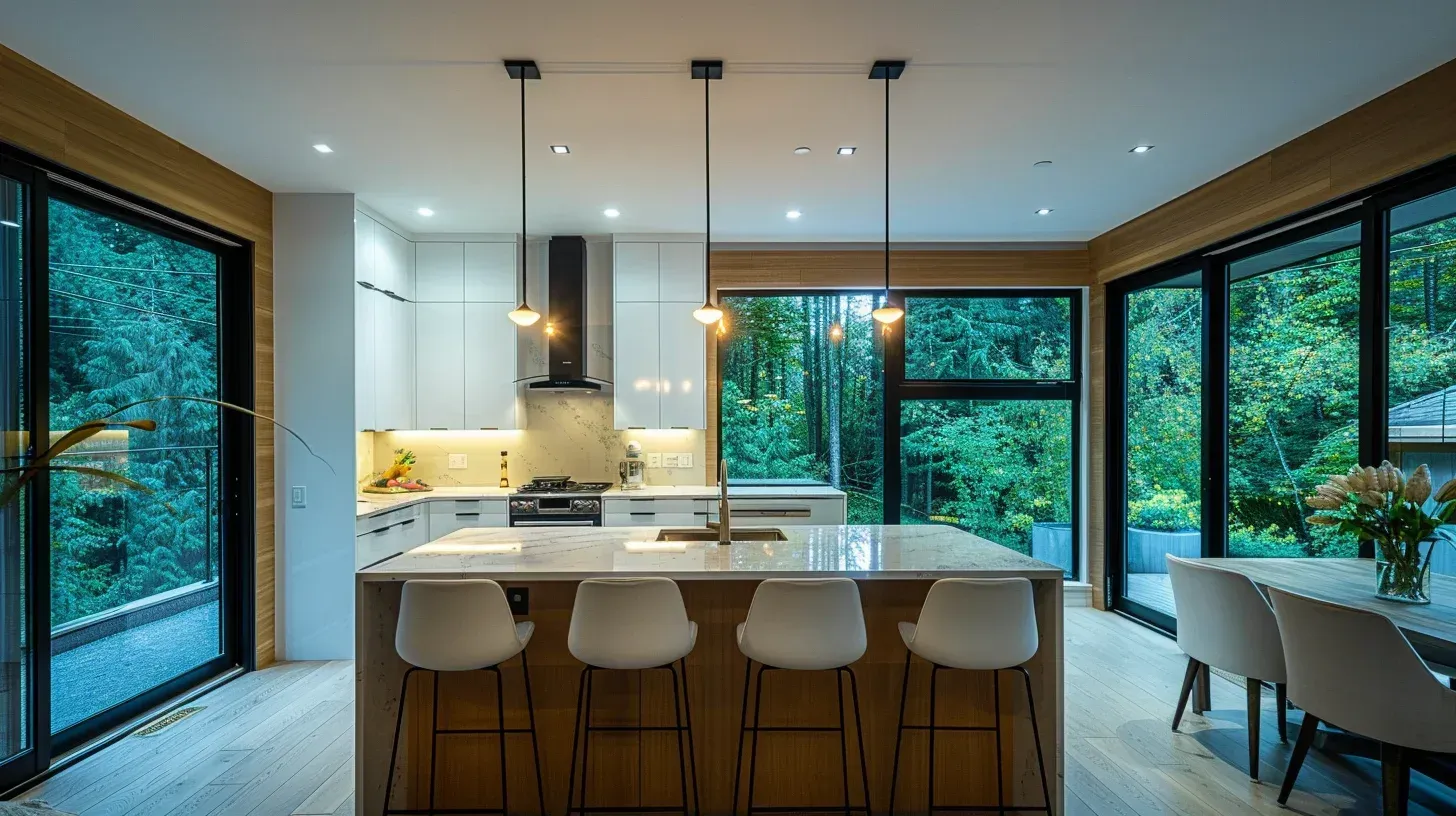 Affordable kitchen renovation Vancouver BC with laminate countertop upgrade, cabinet refacing, backsplash installation, and vinyl flooring replacement.
Premium kitchen remodeling Vancouver including stone countertops, custom pantry storage, hardwood floor refinishing, and integrated appliance installation.
Vancouver BC kitchen renovation featuring white shaker cabinets, quartz slab surfaces, tile backsplash design, and open-concept kitchen layout enhancement.
High-quality kitchen remodeling Vancouver with granite island feature, custom cabinetry, pendant lighting installation, and modern renovation execution.