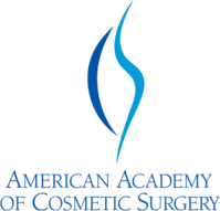 Logo for the American Academy of Cosmetic Surgery: blue abstract figure and text.