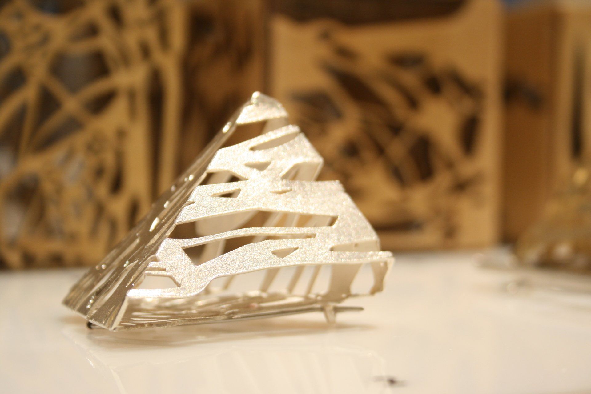 Grass Routes Brooch, laser cut silver, hand formed, @Libby Day Design