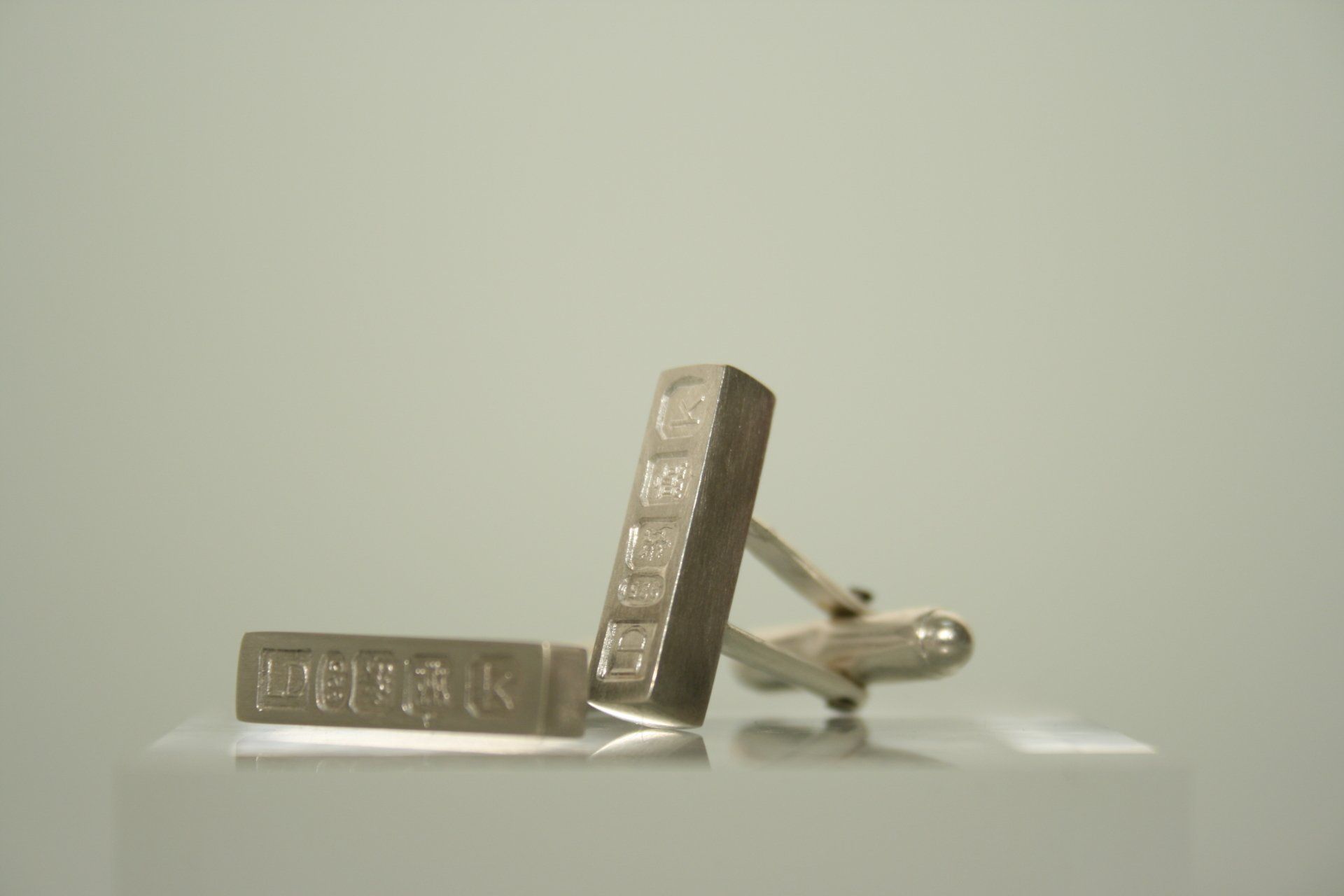 Silver handmade cufflinks with assay and makers mark ©Libby Day Design