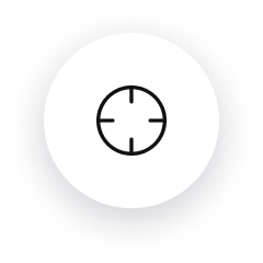 A crosshair icon in a white circle on a white background.