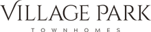A logo for village park townhomes on a white background
