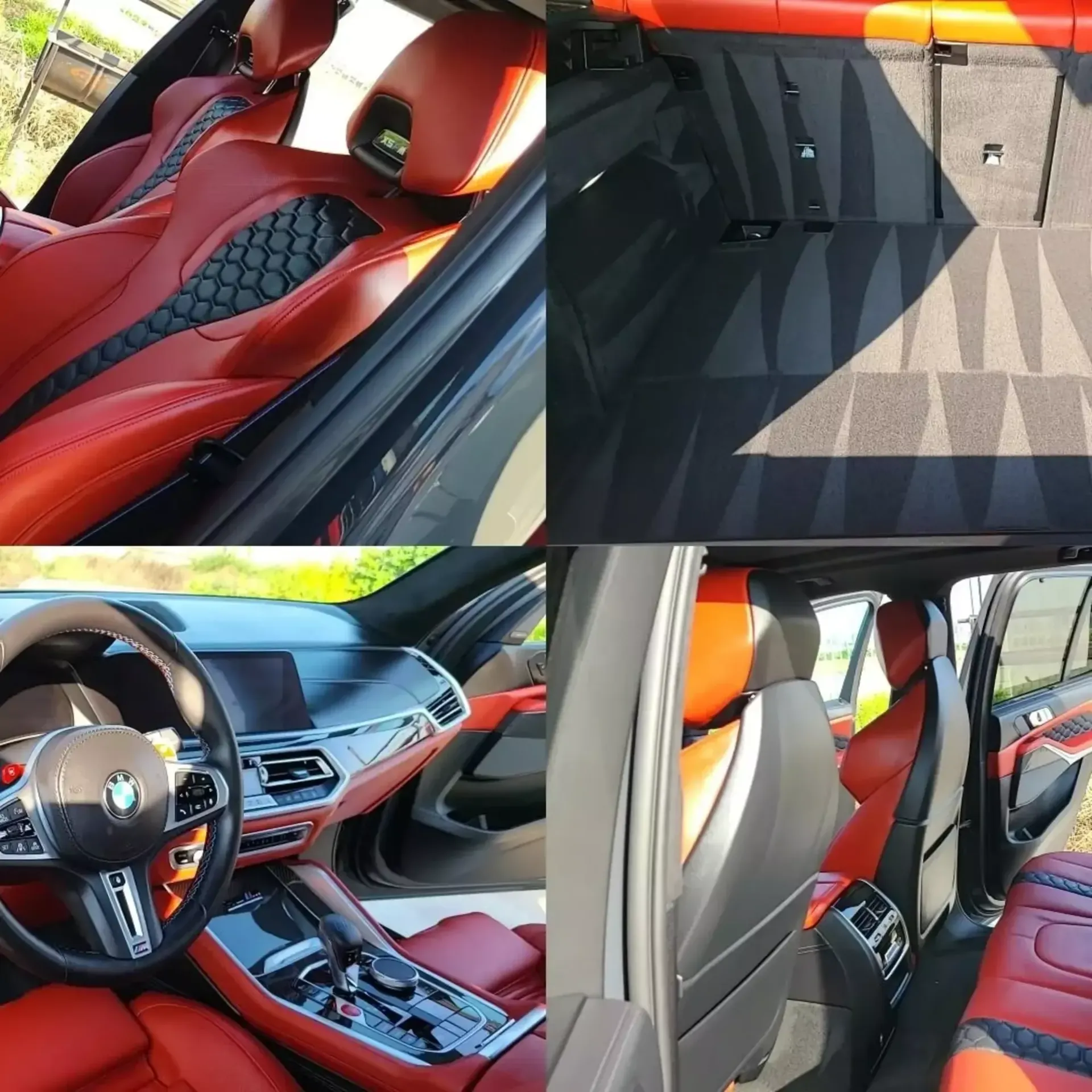 A collage of photos showing the inside of a car