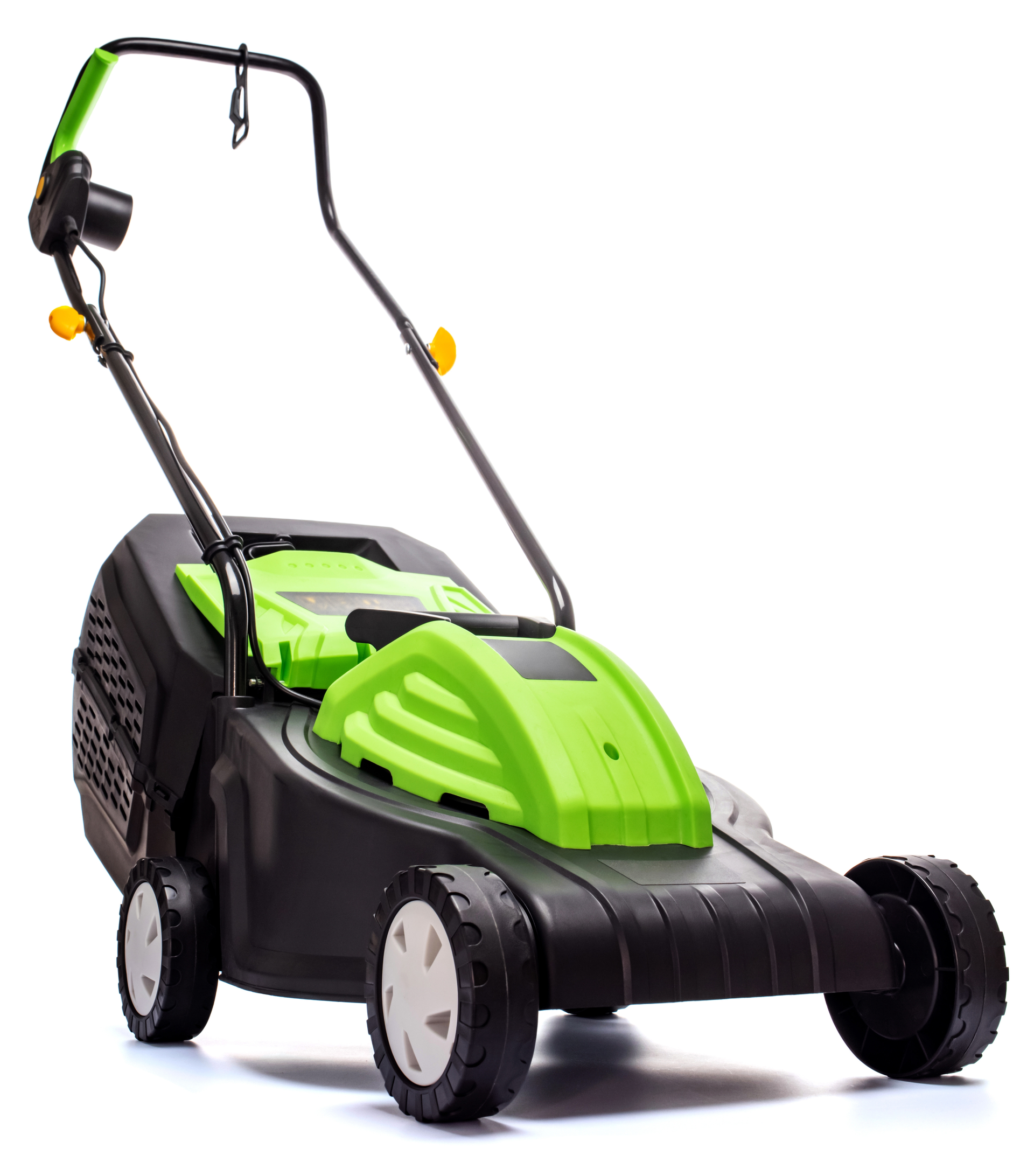Green and black electric lawn mower