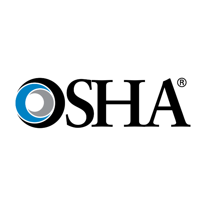 The OSHA logo featuring a stylized blue and gray "O" followed by the black text "SHA" with a registration symbol.