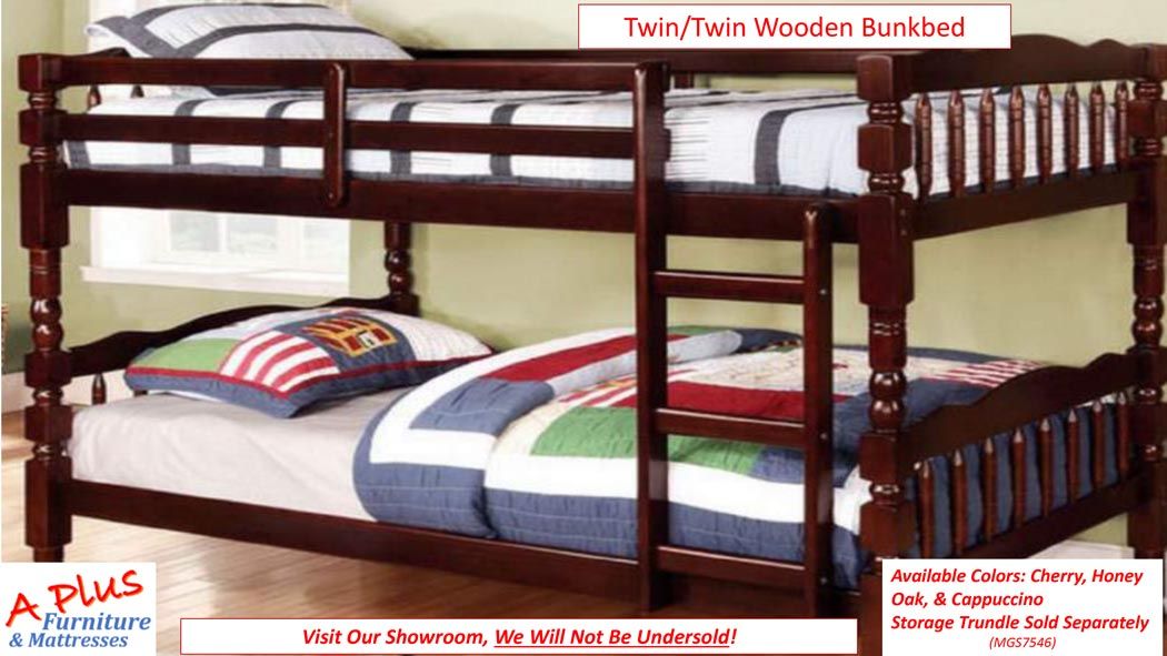 Bed — Twin/Twin Wooden Bunkbed in Hemet, CA