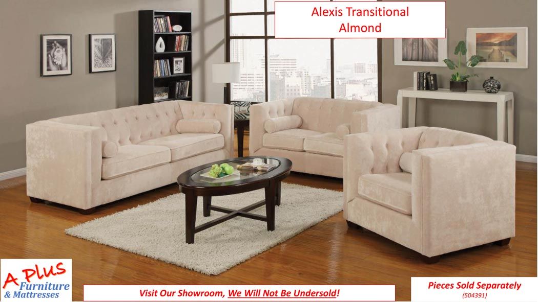 New Living Room Set — Alexis Transitional Almond in Hemet, CA