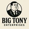 Logo for Big Tony Enterprises: Man in a suit inside a circle, text below reads 