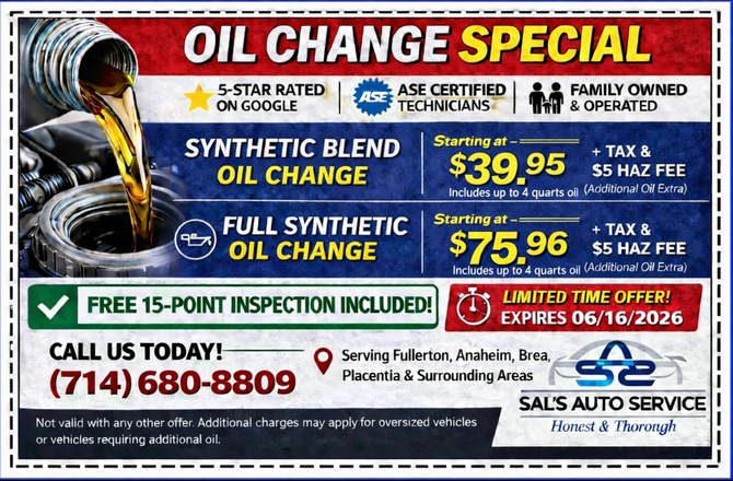 Oil Change Special | Sal's Auto Service
