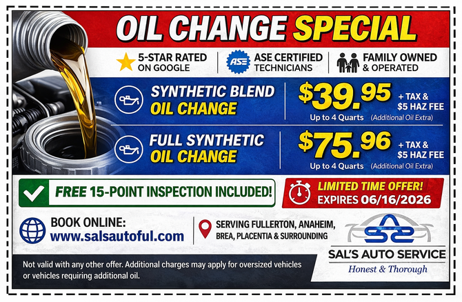 Oil Change Special | Sal's Auto Service