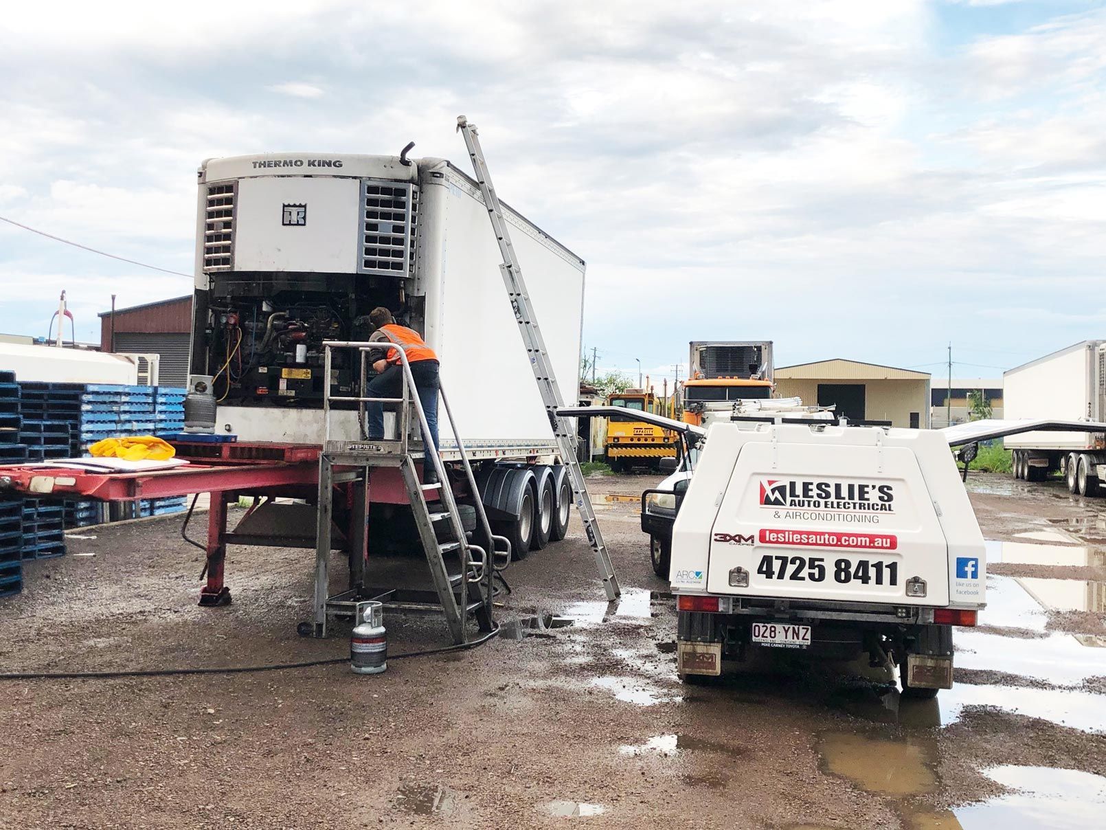 Repairing Truck Refrigerator Unit — Townsville, QLD — Leslie's Auto Electrical & Air-Conditioning