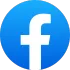 The facebook logo is in a blue circle on a white background.